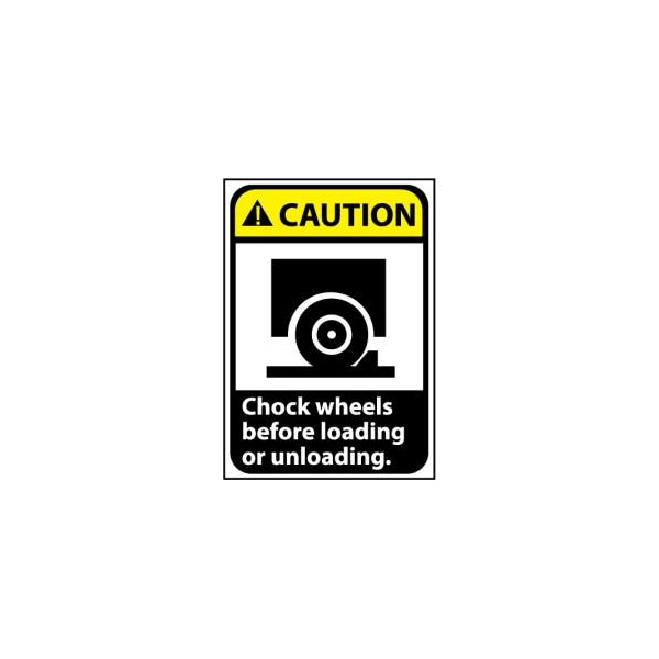 National Marker Co Caution Sign 14x10 Vinyl - Chock Wheels Before Loading CGA11PB - main